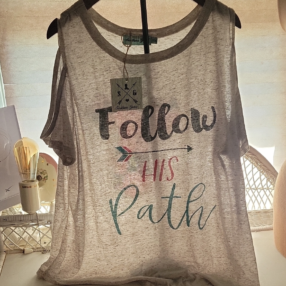 Southern Grace Gray Graphic Muscle Tee